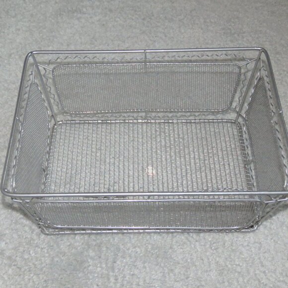 Silvertone Wire Mesh Decorative Rectangle Basket - Picture 16 of 16